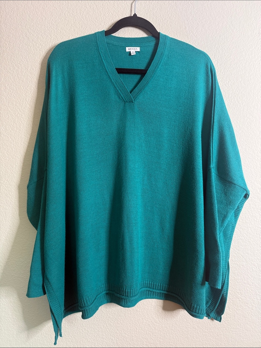 Mersea women's Teal V-Neck Sweater one size EUC